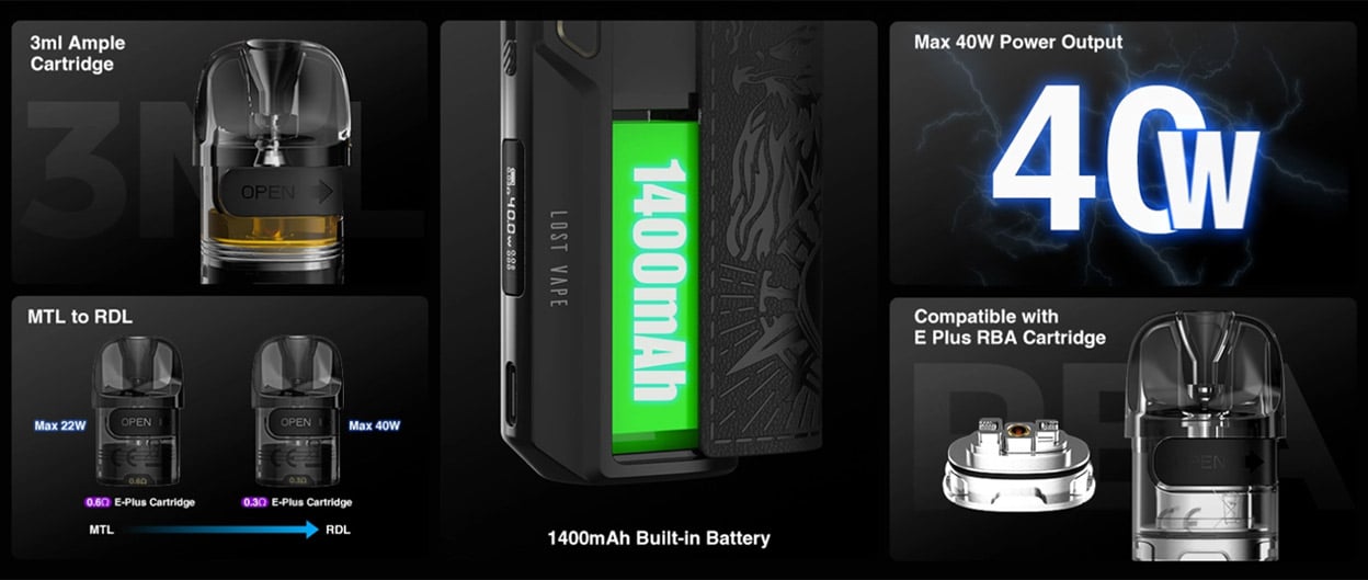 Lost Vape Thelema Elite 40 Pod System Kit 1400mAh 3ml 3