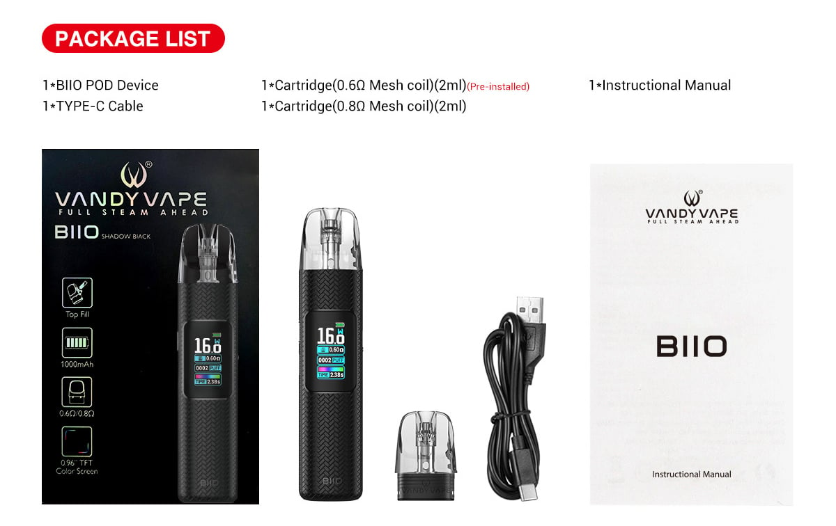 Vandy Vape BIIO Pod System Kit 1000mAh 2ml 11