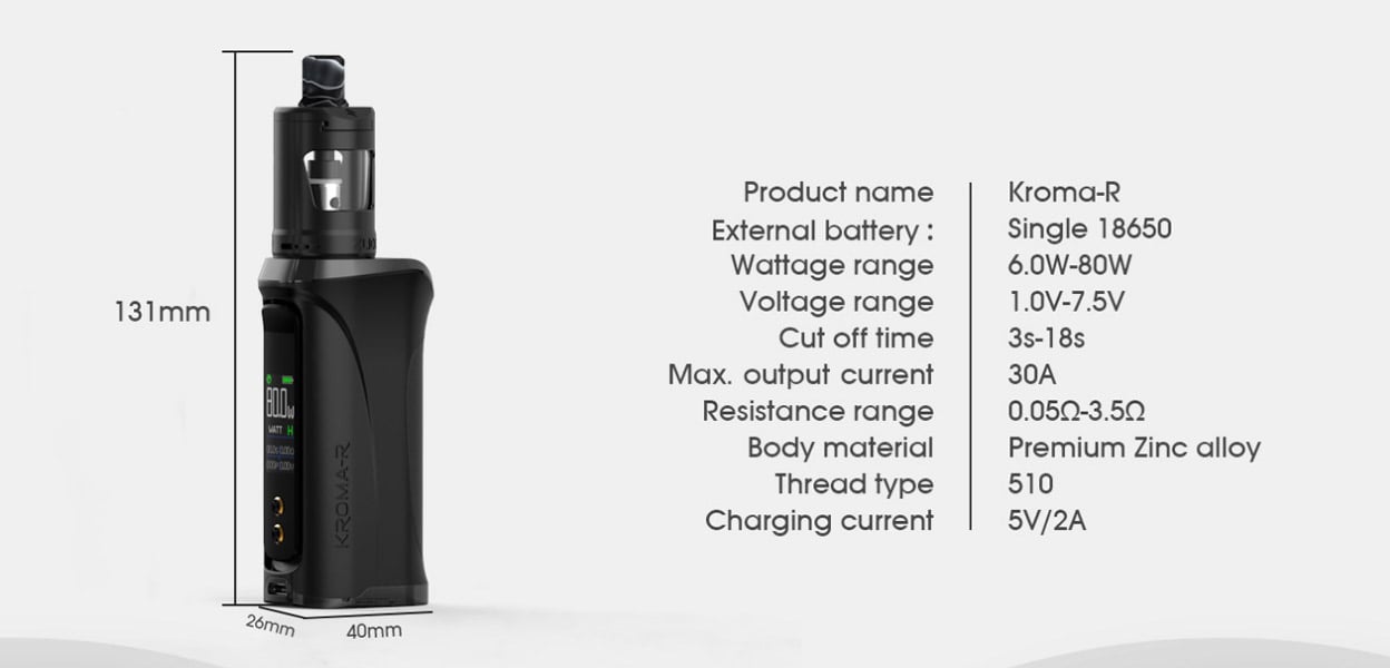 Innokin Kroma-R 80W Box Mod Kit with Zlide Tank Atomizer 4ml 2